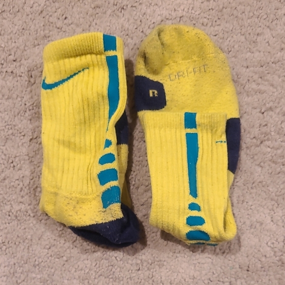 Nike Men's Yellow and Blue Athletic Socks - Picture 1 of 3